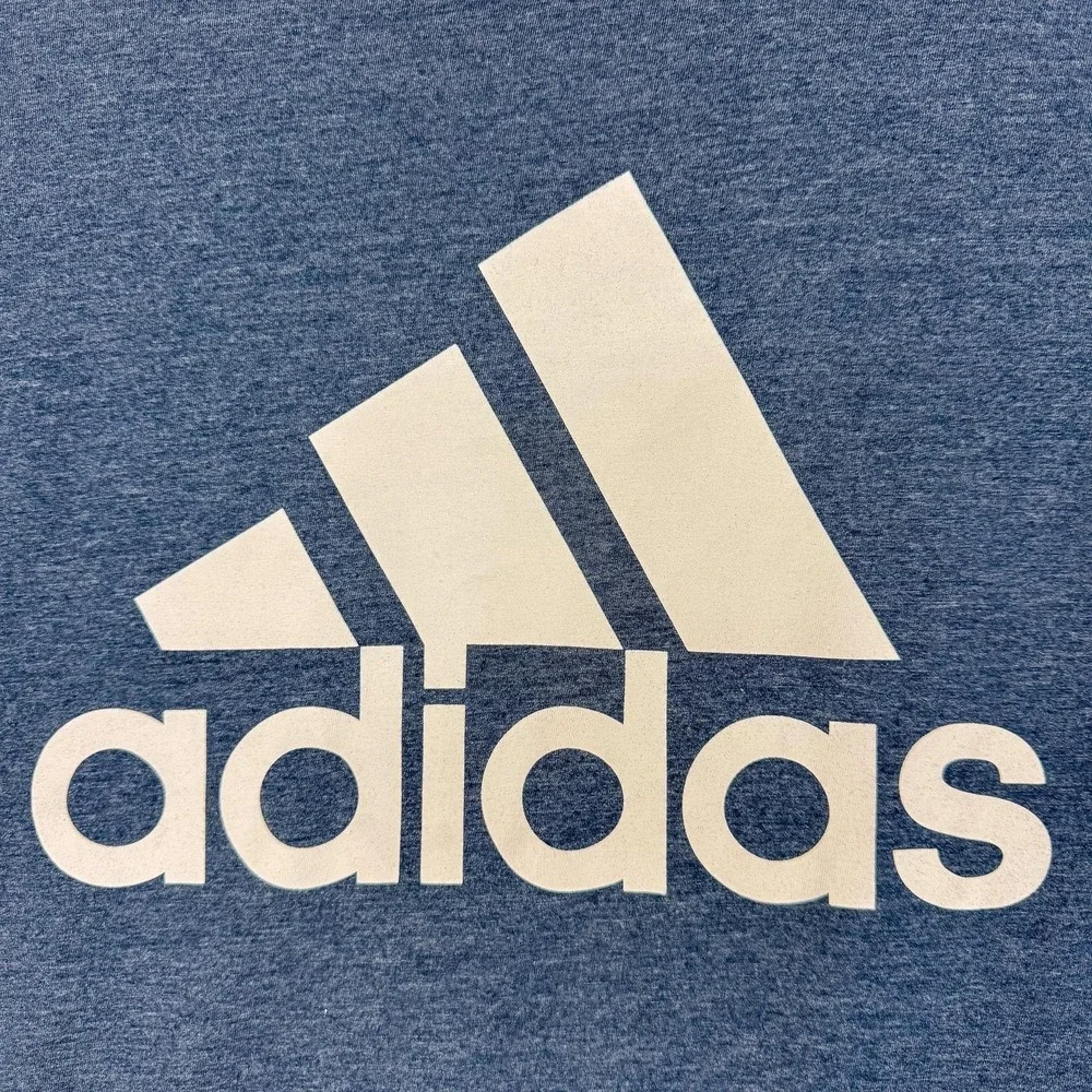 Adidas Golf Shirt Mens XL Blue Long Sleeve Logo Graphic Tee‎ Athletic Casual Top